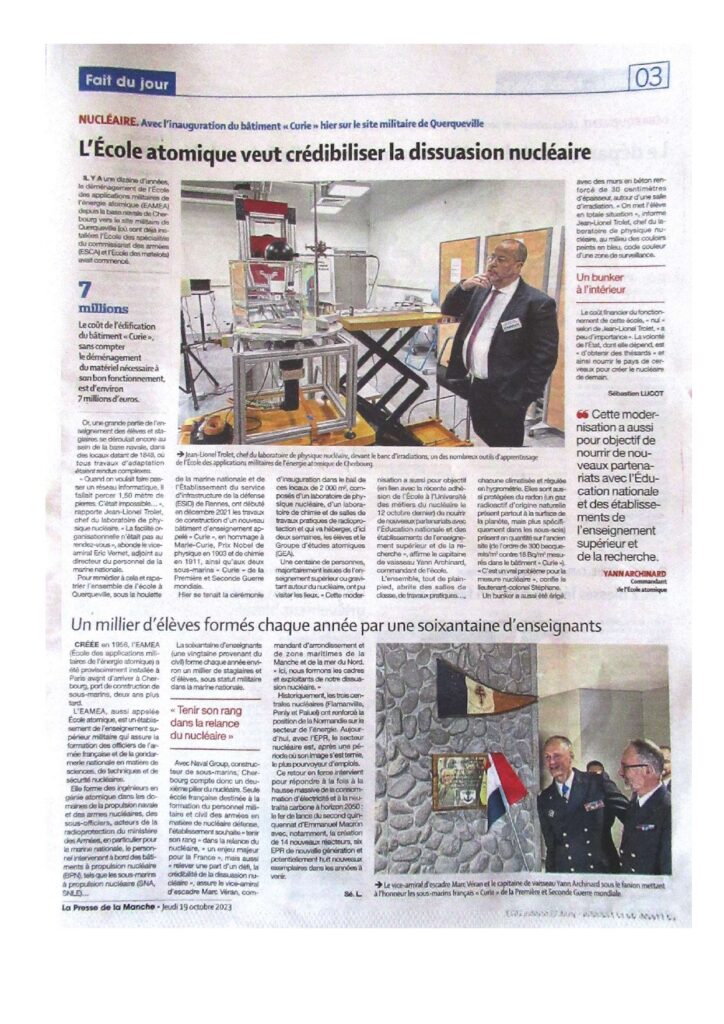 Article de presse - La Manche Libre 2023-10-09